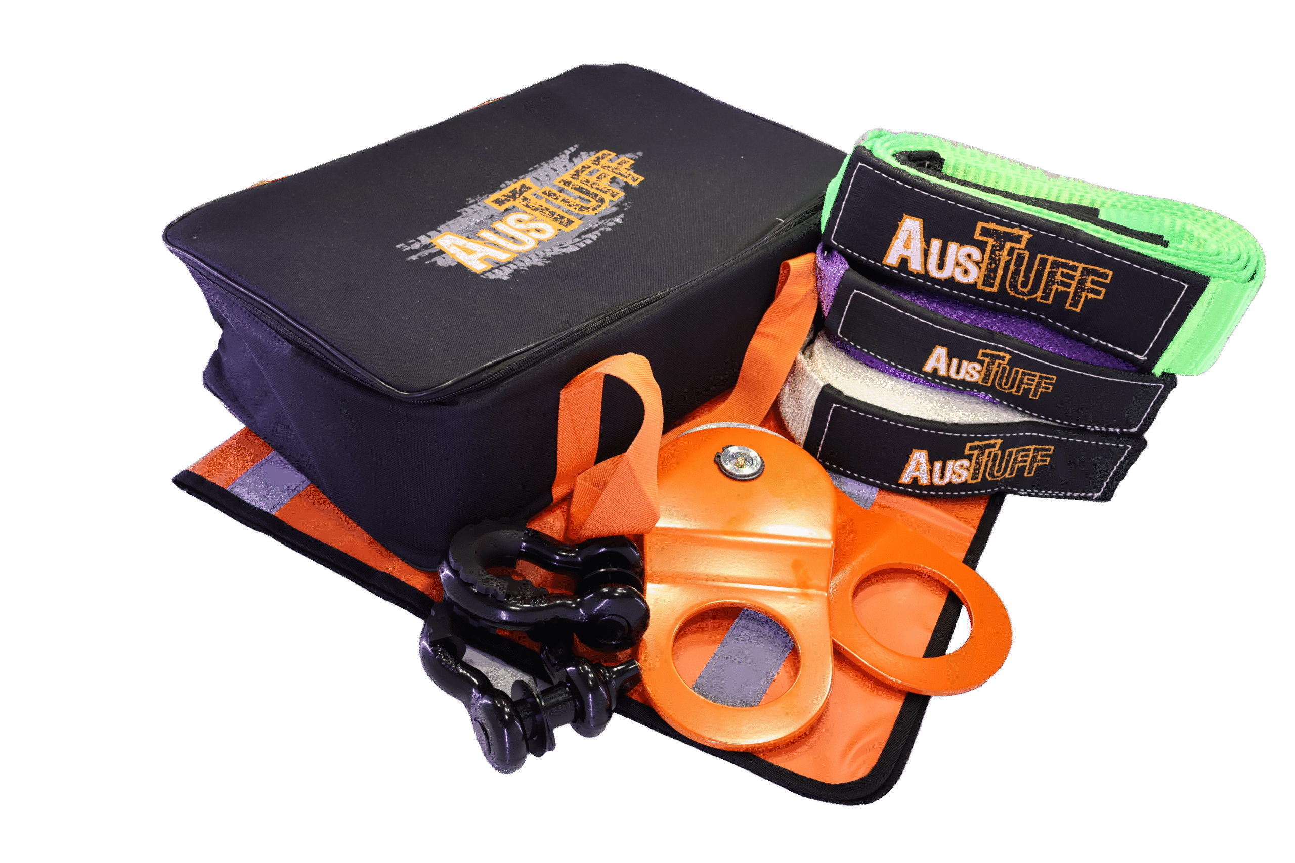 AusTuff 4x4 Recovery Kit - Snatch Strap with Block and Dampener